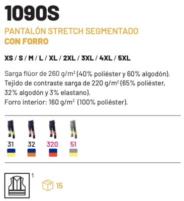 Pantalón combinado stretch segmentado con forro