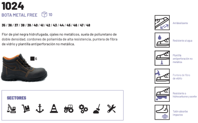 Bota cordones (metal free)
