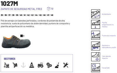 Zapato serraje (metal free)
