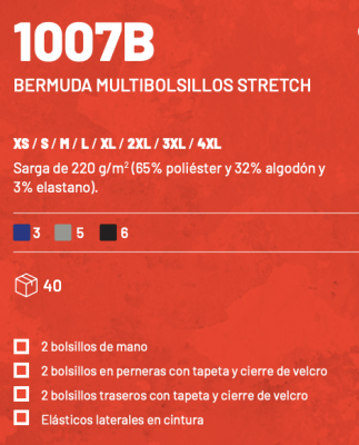 Bermuda multibolsillos stretch