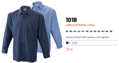 Camisa manga larga 1 bolsillo