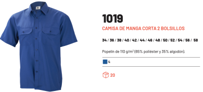 Camisa manga corta 2 bolsillos