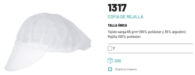 Cofia de rejilla (mod. alimentación)